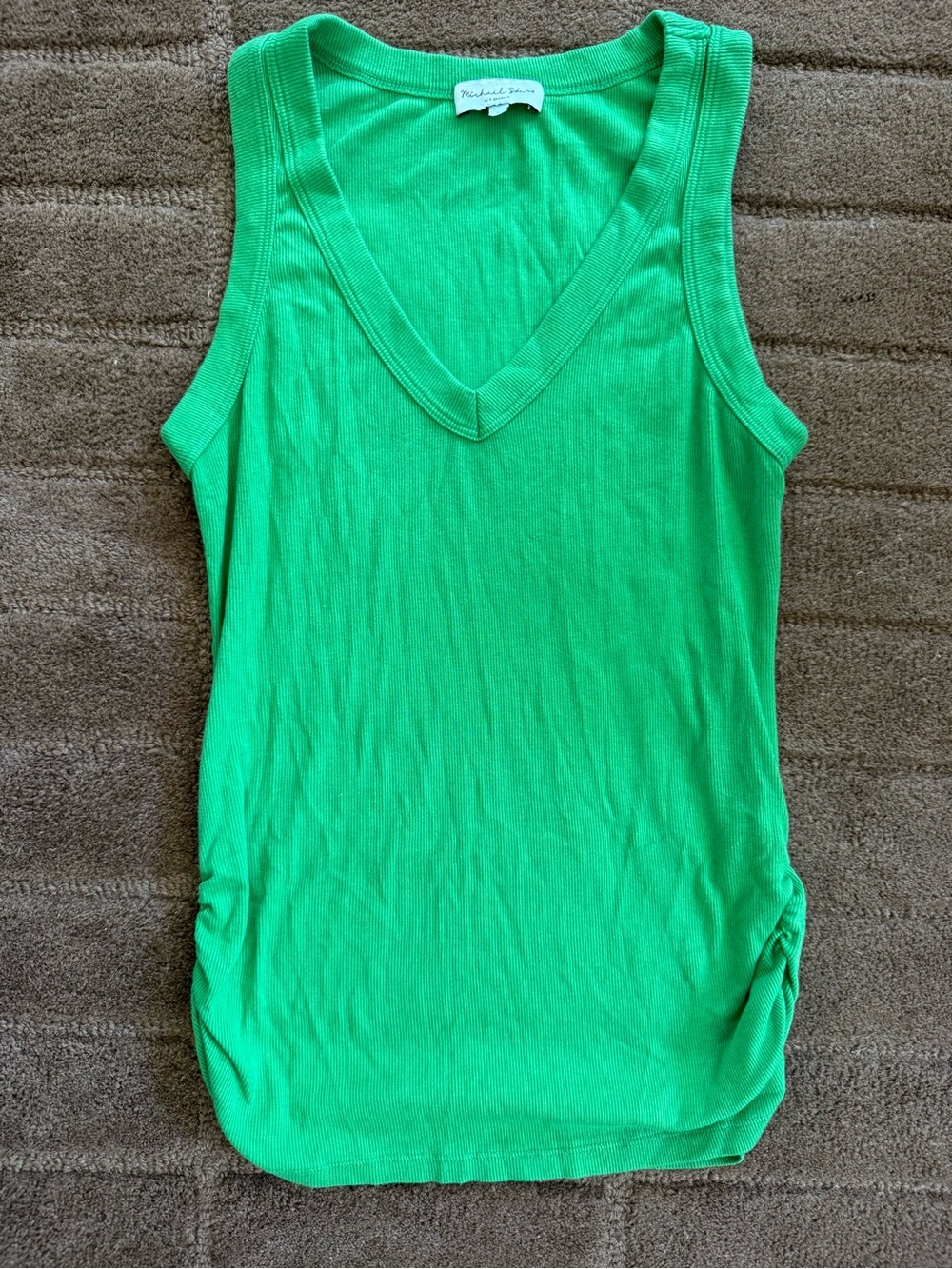 Michael Stars Bright Green V-Neck Tank Top